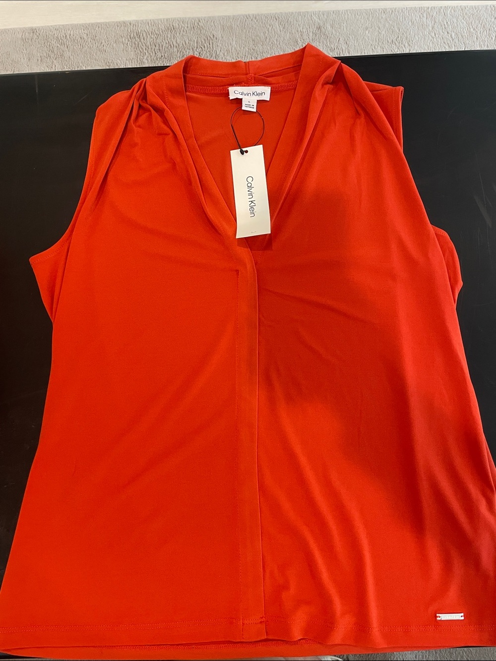 Calvin Klein Sleeveless V-Neck Camisole in Bright Red